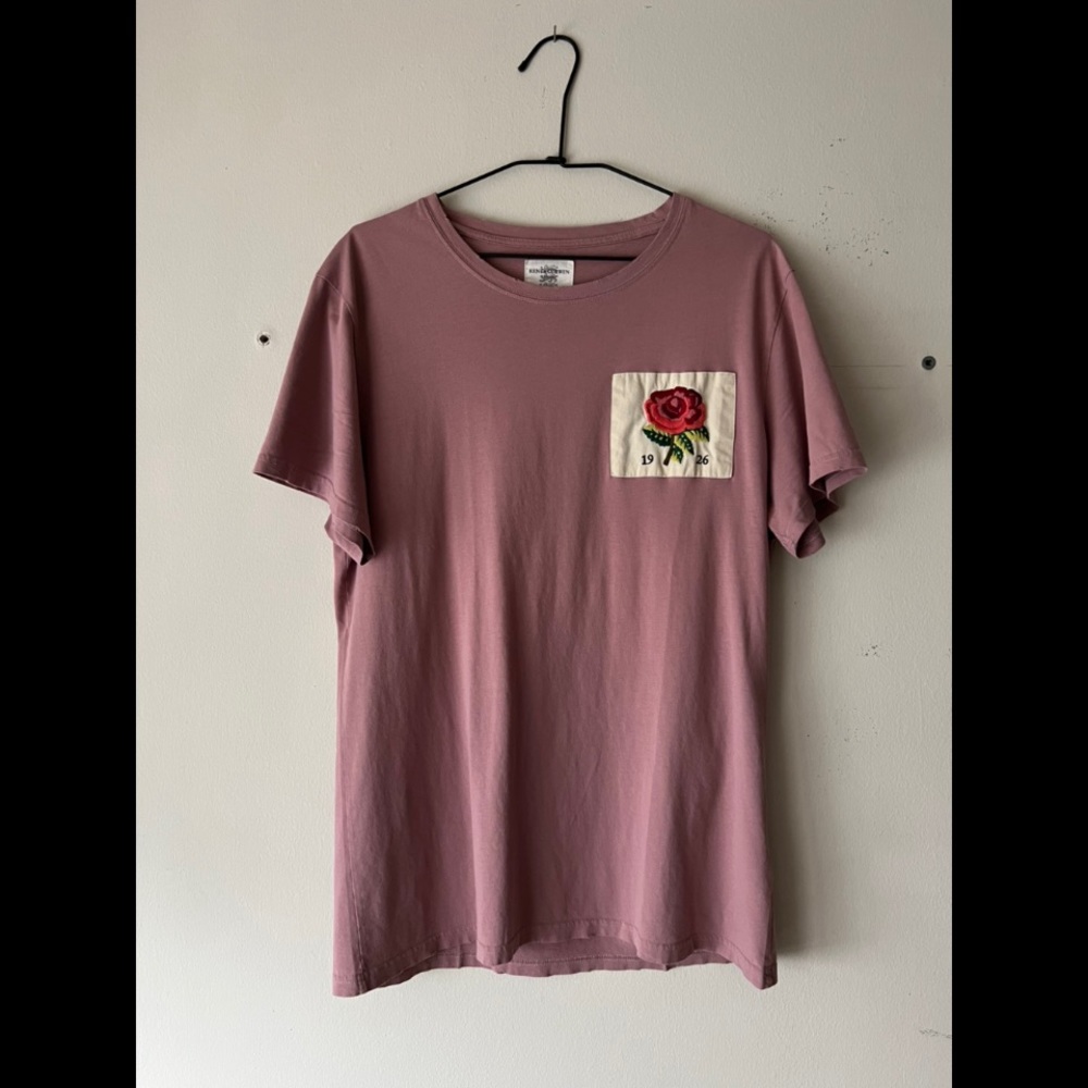 Kent & Curwen by David Beckham,crew neck T-shirt with flower embroidery patch